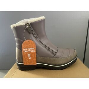JBU Snowbound Boots Womens Size 9.5 Taupe Brown Faux Fur Wedge Zip Snow